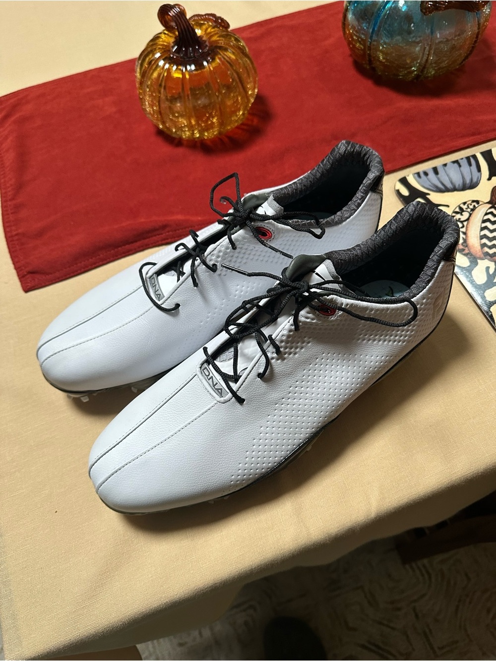 FootJoy DNA Men’s White Golf Shoes with Black Trim - Read size
